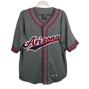 M1003)Vtg Colosseum Authentic Arizona Wildcats Grey Men V Neck Baseball Jersey L